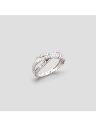 ANEL SENHORA O.B. CRUZADO COM ZIRCÕES E NAVETES