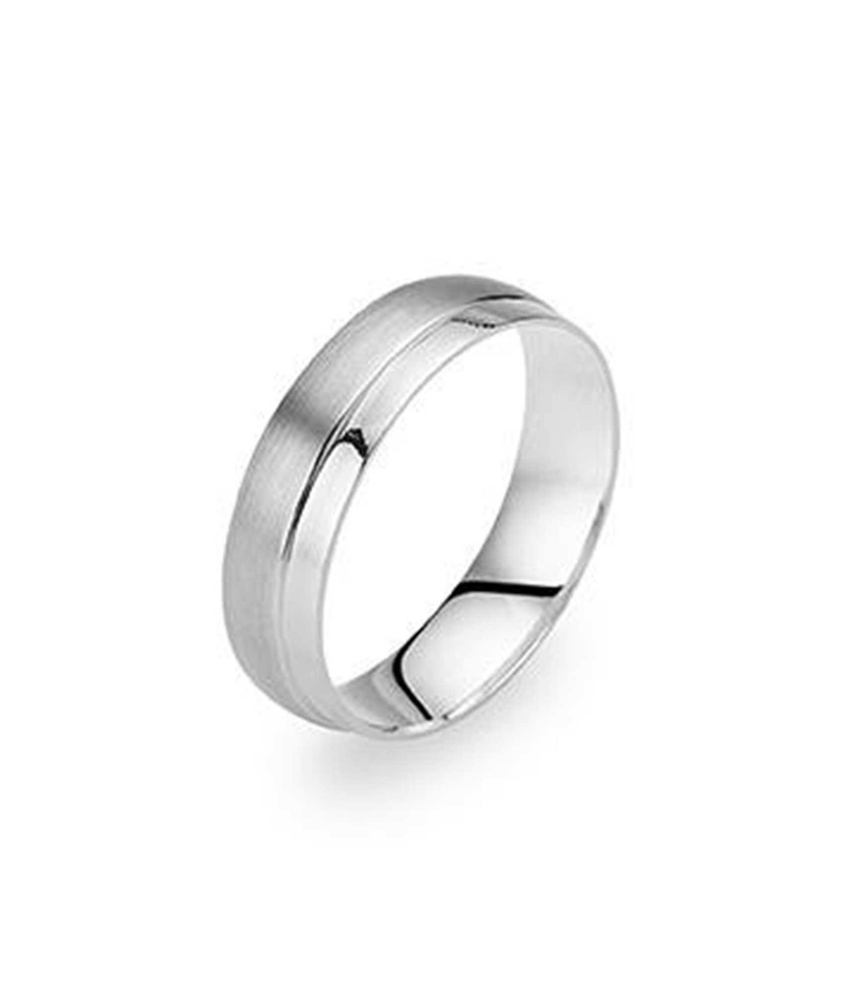 Aliança meia cana amendoada com friso