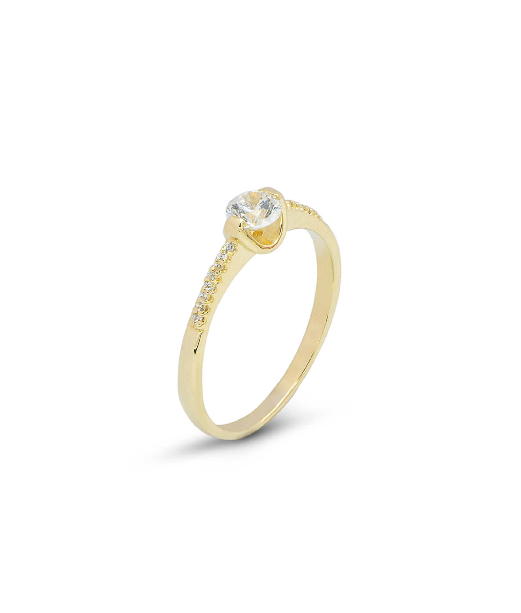 Anel solitário com zircões no aro