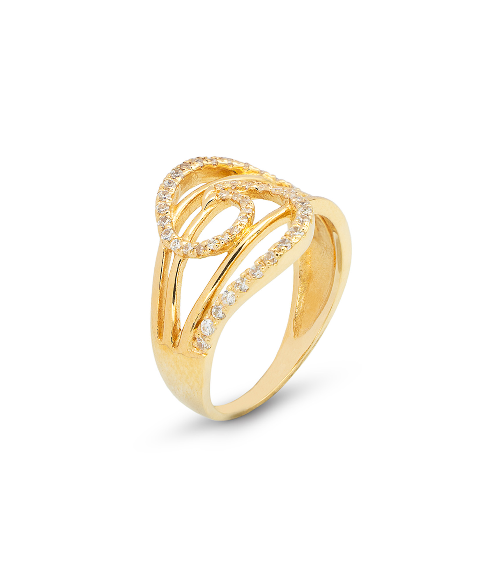 Anel abstrato com zircões