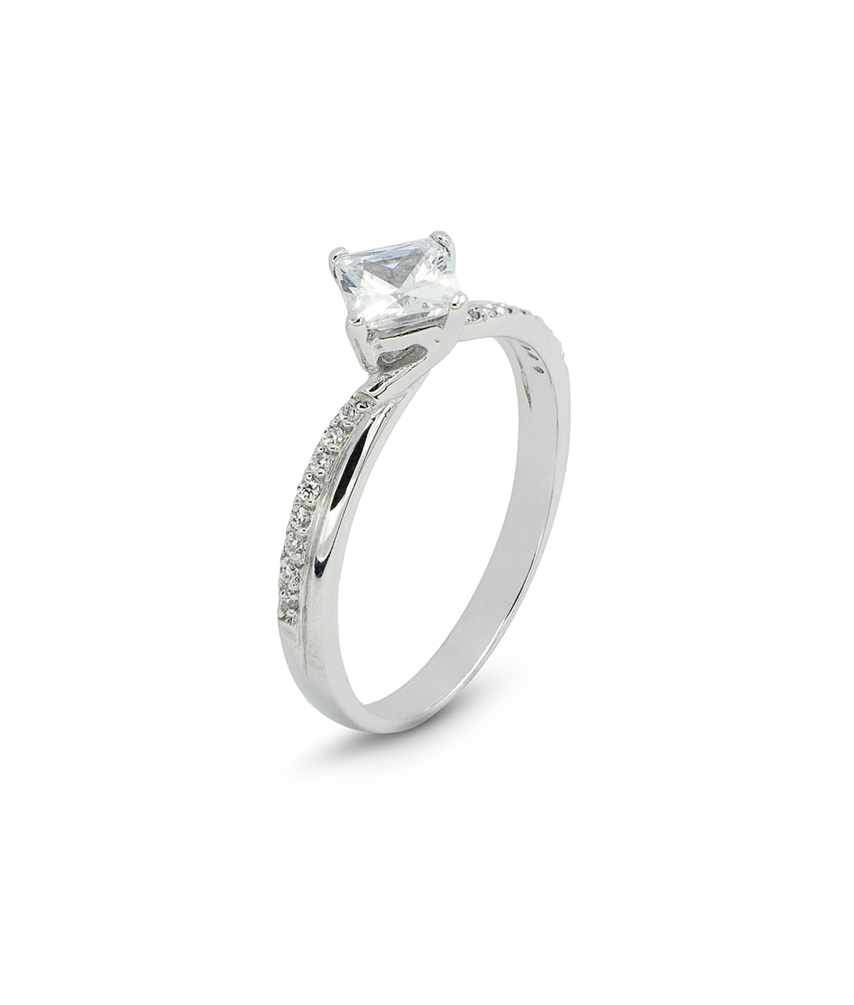 Anel solitário com zircões no aro