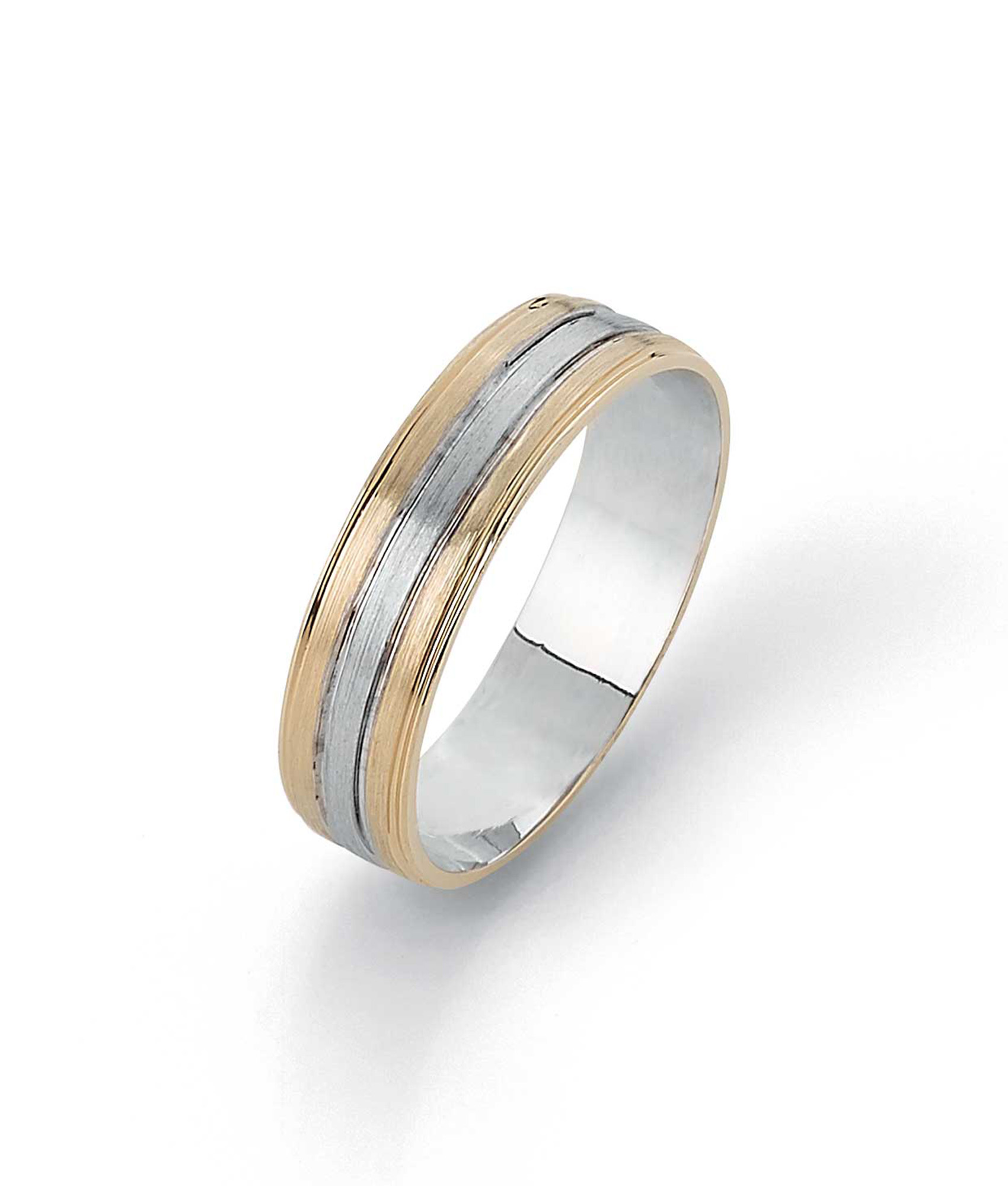 Aliança anilha amendoada com frisos